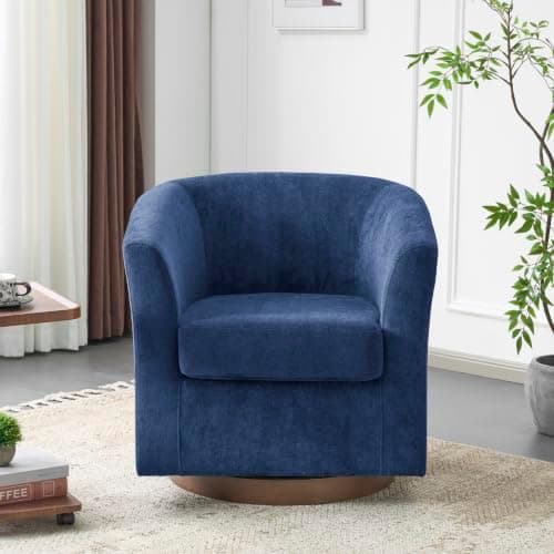 Christopher Knight Home Coles Velvet Swivel Barrel Chair (Blue and Walnut), an Amazon alternative