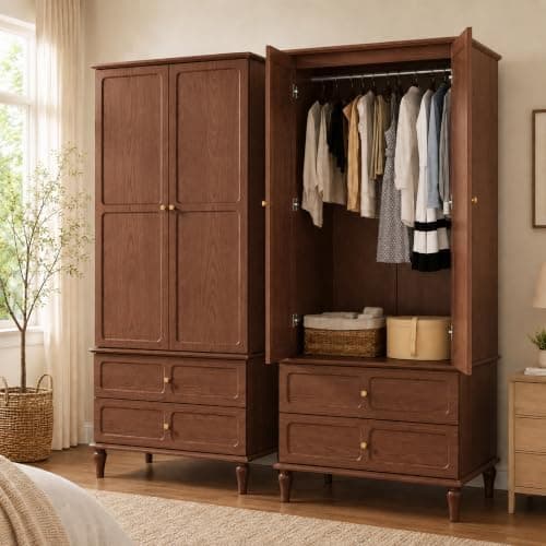 HLR 71" Mid-Century Wardrobe, Walnut Brown, an Amazon alternative