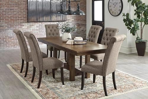 Signature Design by Ashley Extendable Trestle Dining Table, Rustic Brown, an Amazon alternative