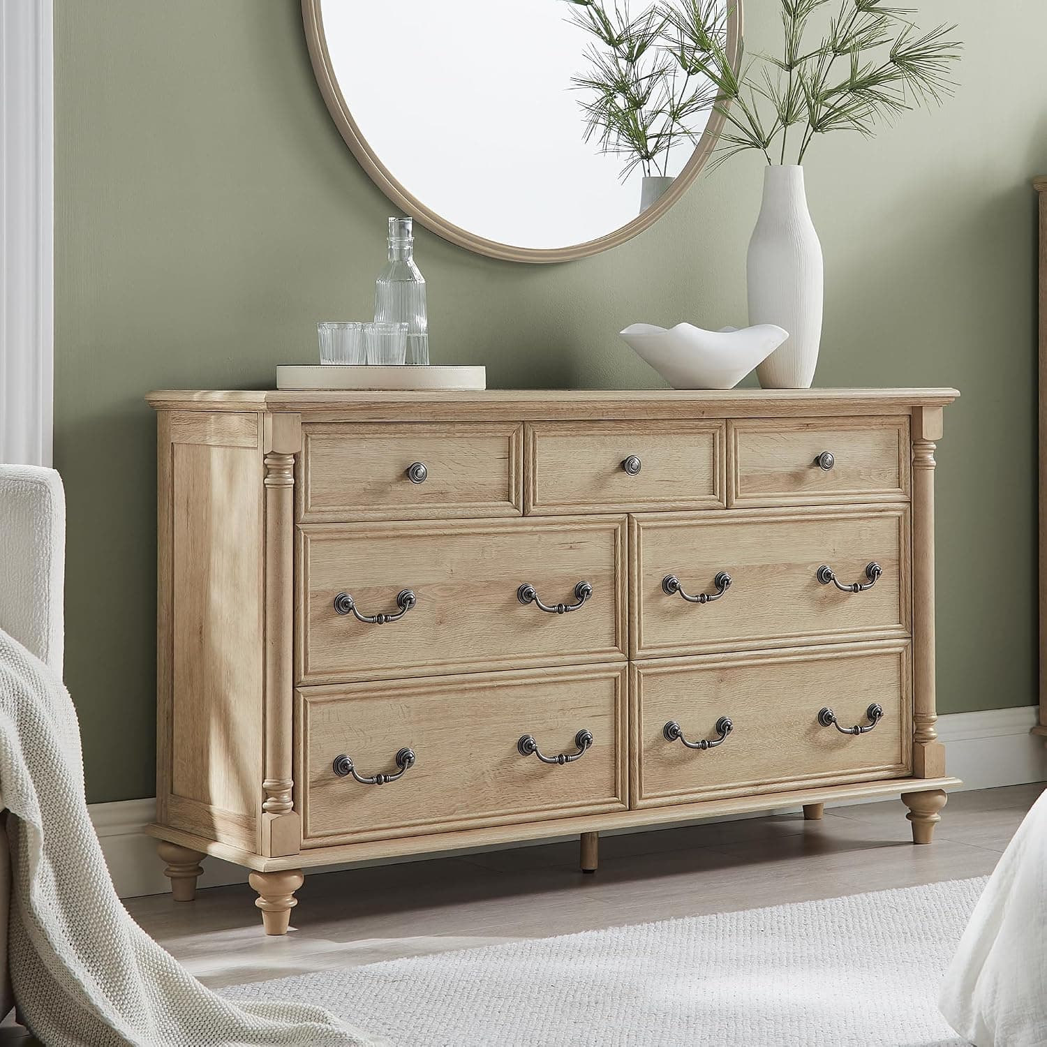 T4TREAM Farmhouse 7-Drawer Dresser, Natural Oak, an Amazon alternative