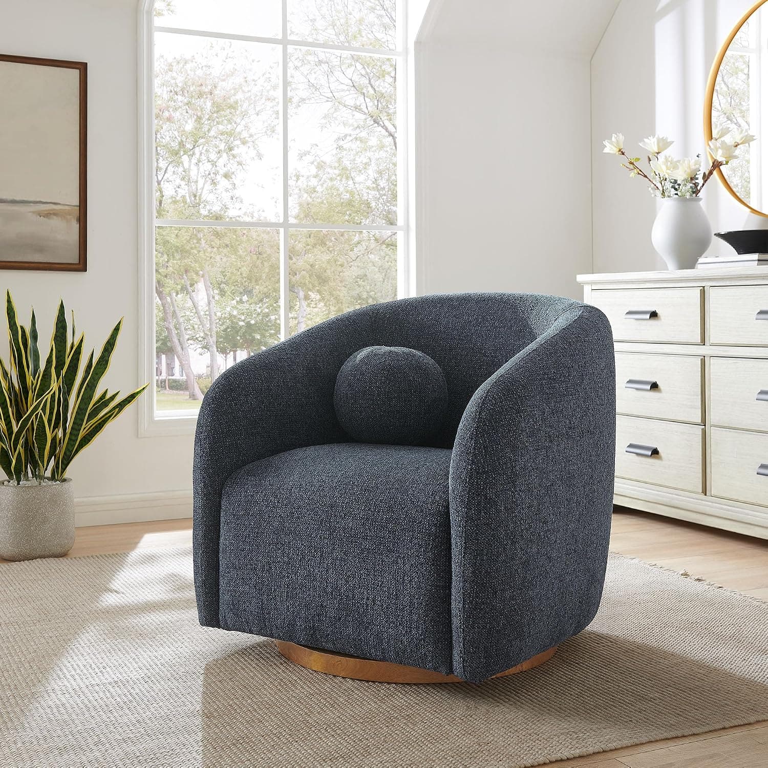 Modway Holland Curved Swivel Armchair (Navy), an Amazon dupe