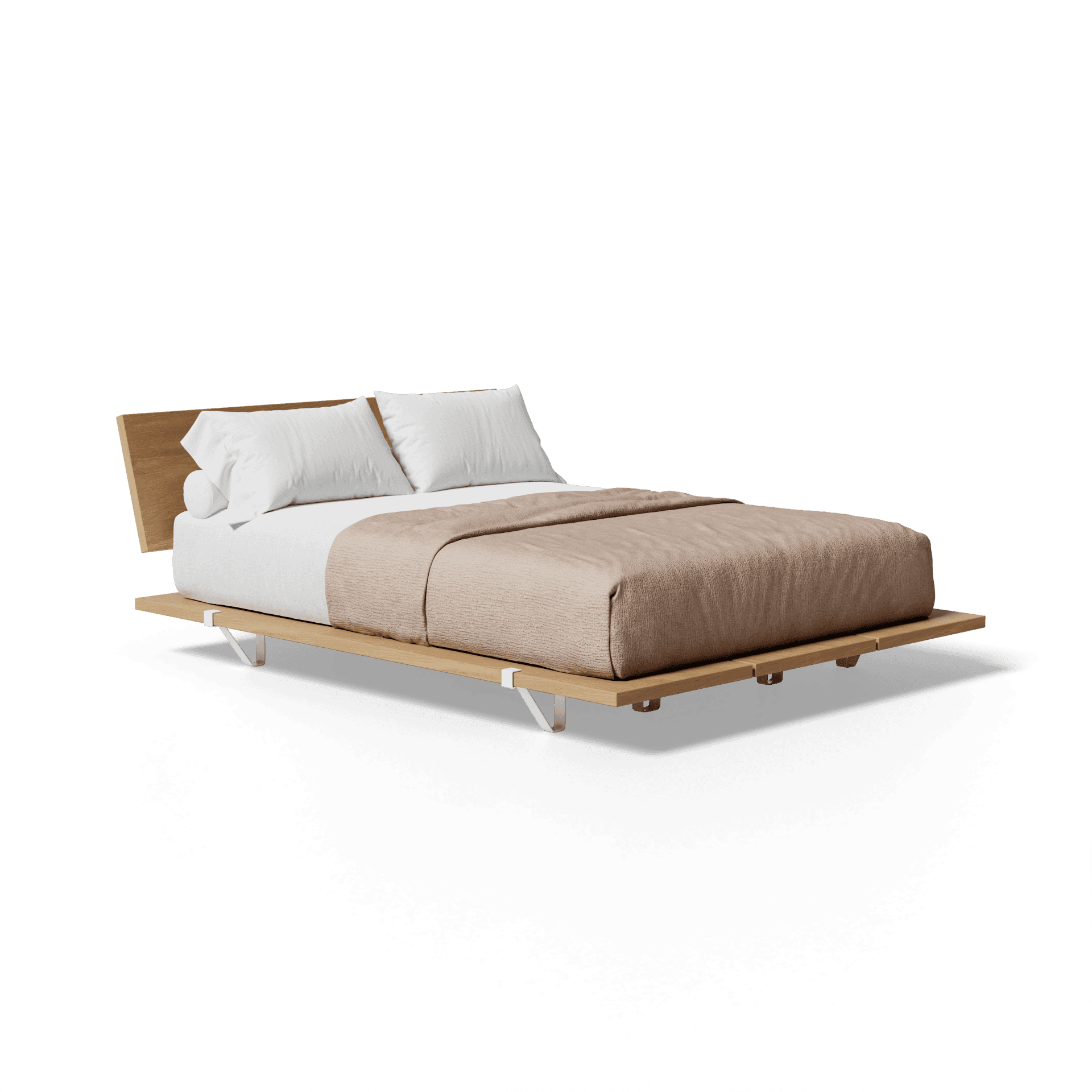 The Floyd Bed Frame in oak with a slab headboard