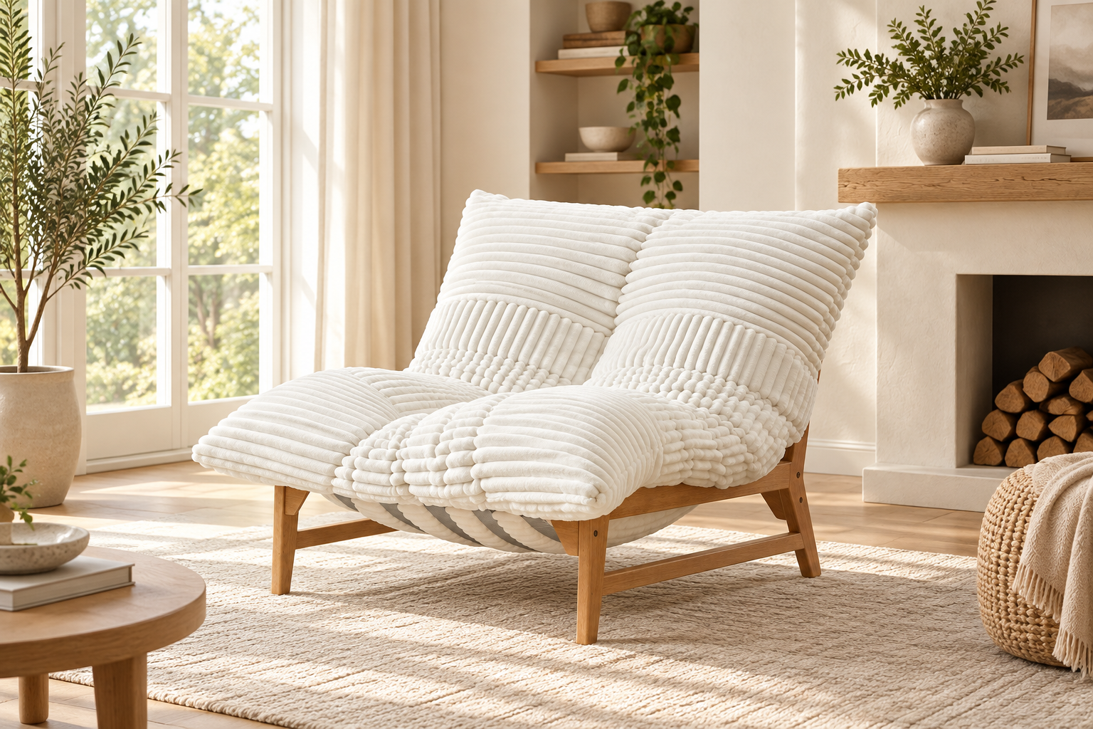 AMERLIFE 46-Inch Pillow Chair, White