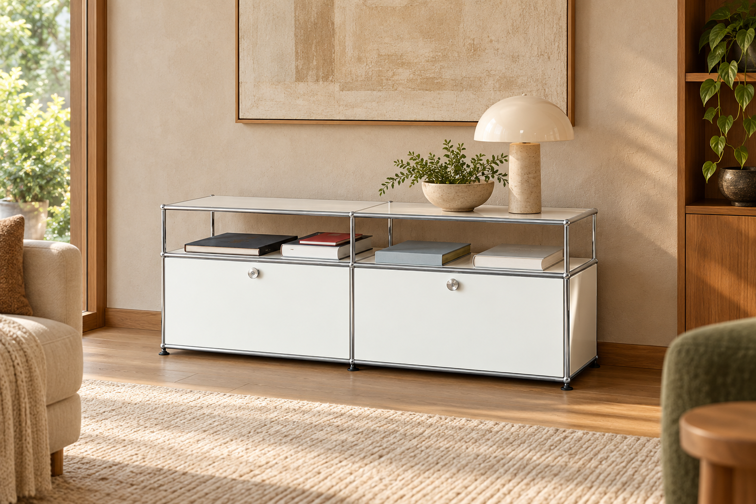 usm haller dupes in a styled room