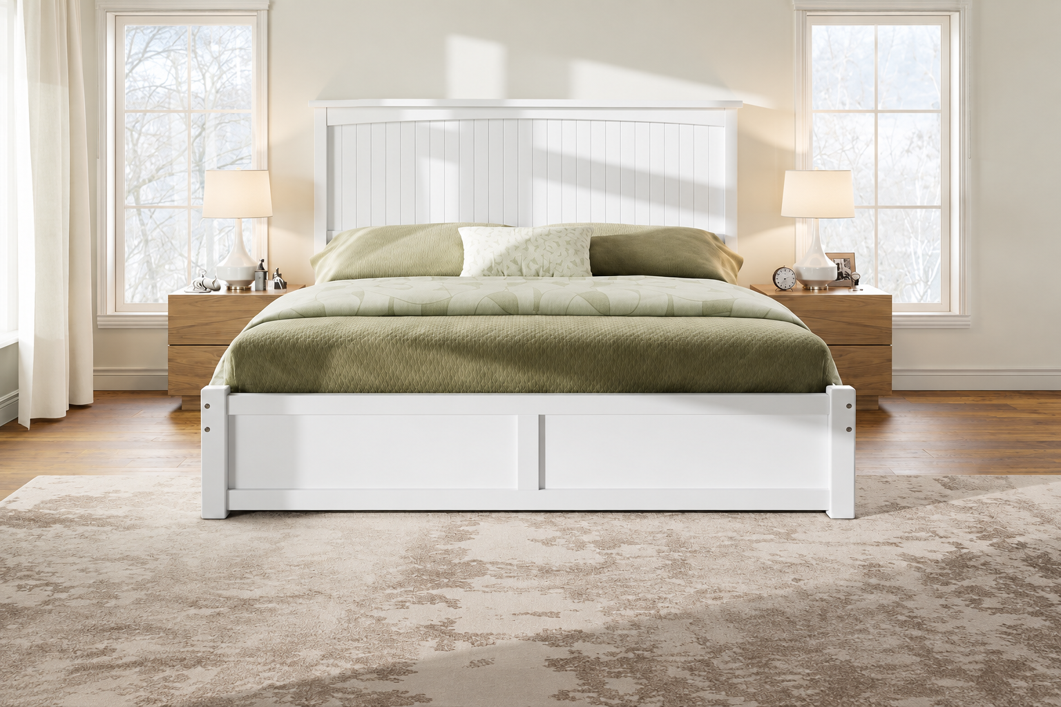 AMERLIFE King Storage Bed with 50-Inch Headboard, White