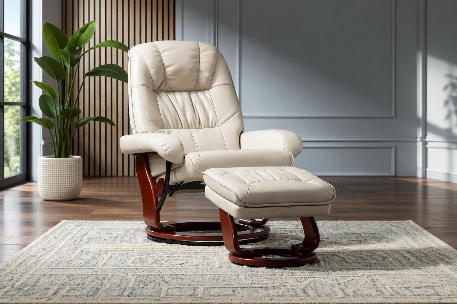 Benchmaster Kyle Recliner with Storage Ottoman, Taupe