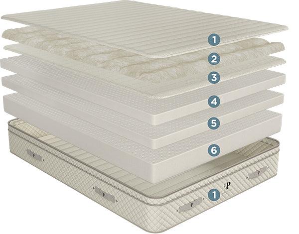 PlushBeds Botanical Bliss six-layer organic latex construction diagram
