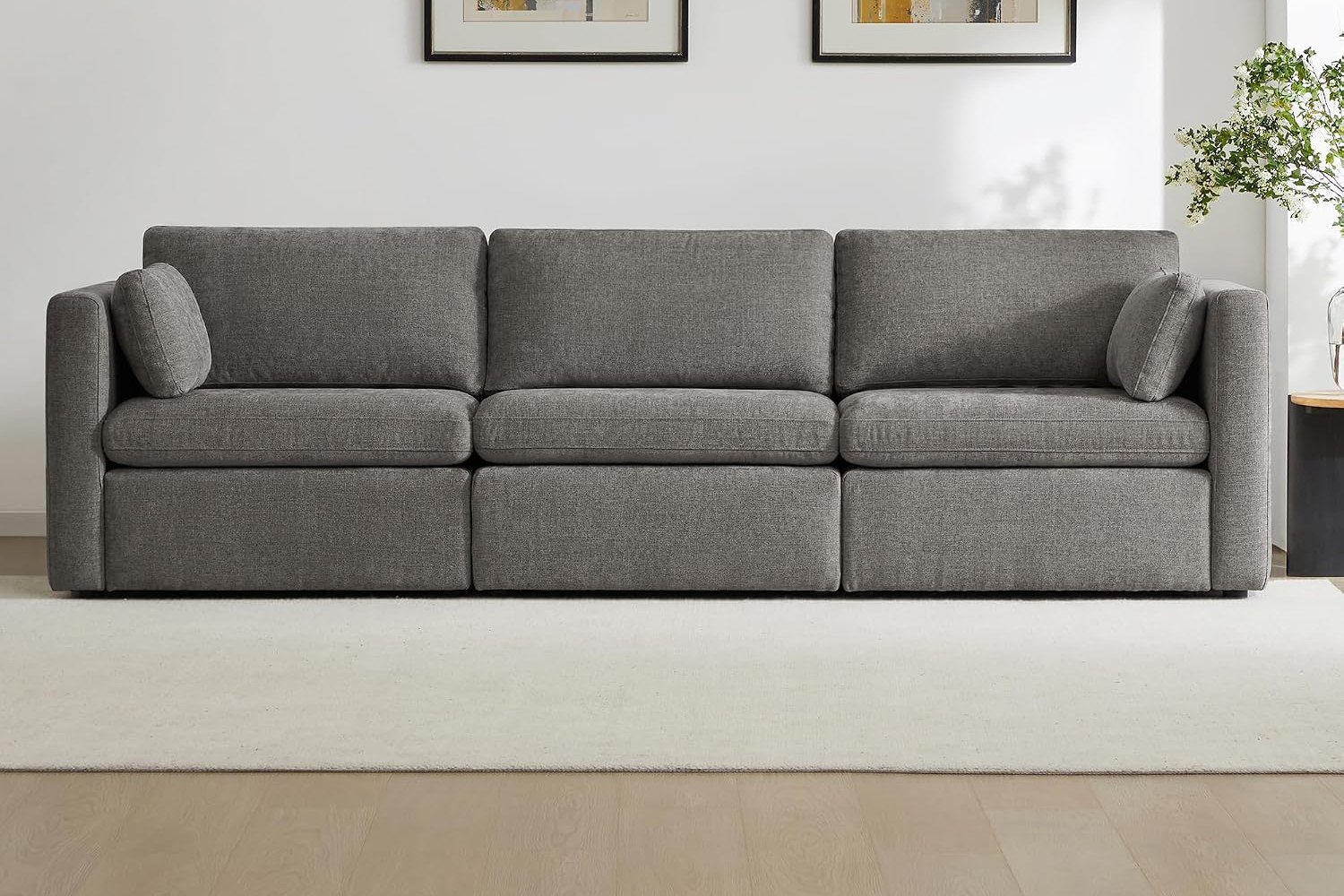 CHITA 112" Three-Seat Modular Sofa, Grey - Image 1