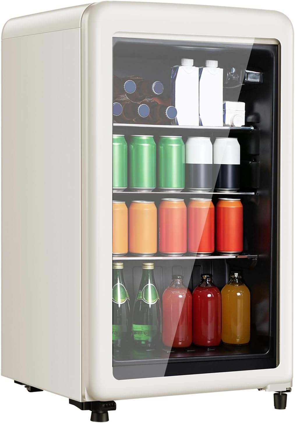 HAILANG 3.2 Cu Ft Retro Beverage Refrigerator with Glass Door, White